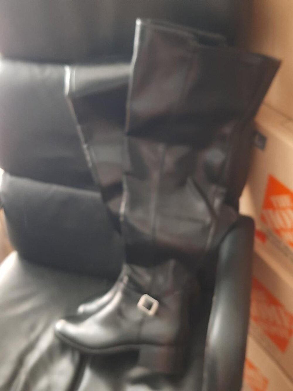 NEW ! Dolce Vita Women Leather Over Knee High Low Heel Half Zip Boot Black Sz11